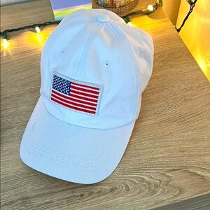 White Cap with American Flag Patch